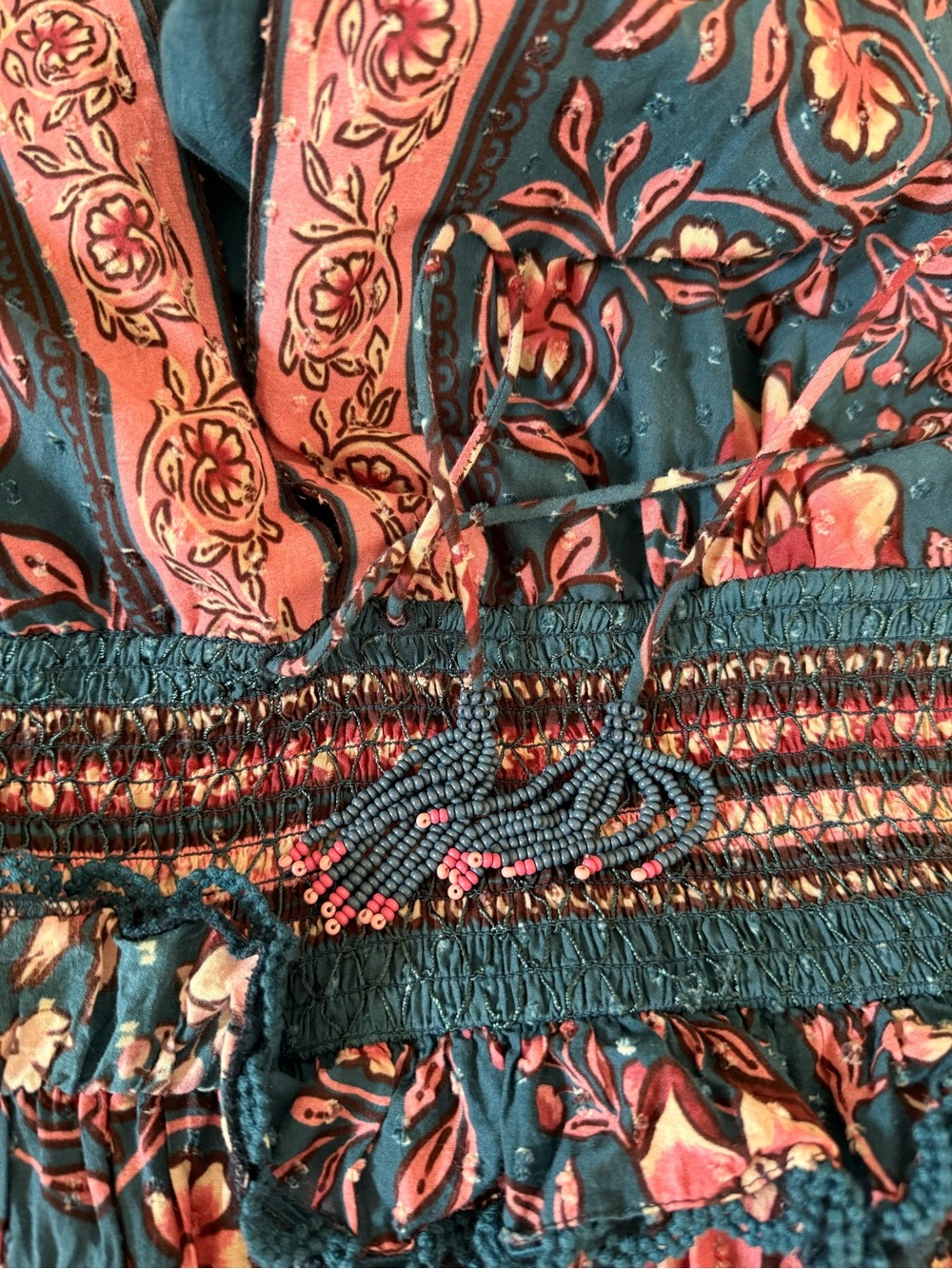 Farm Rio Floral Print Pink and Blue Long Maxi Dress Size Large - Picture 11 of 11
